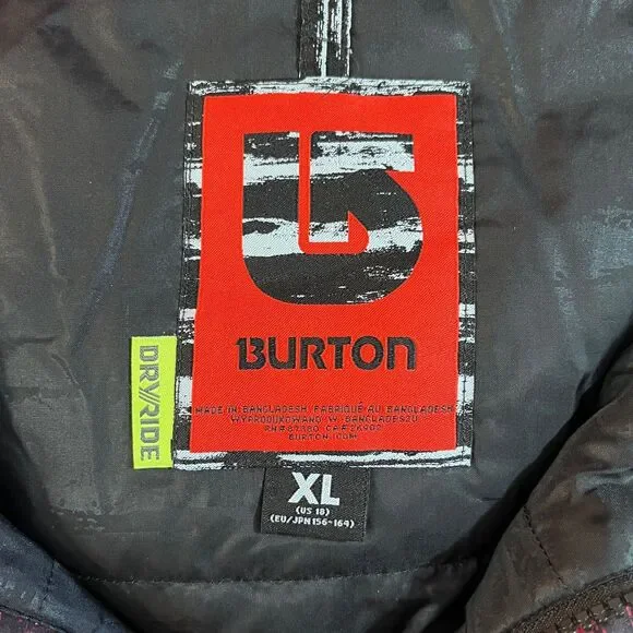 Burton Dry Ride Ski Snowboard Jacket Youth XL 18 Tiger Stripe Red Black - Picture 3 of 8